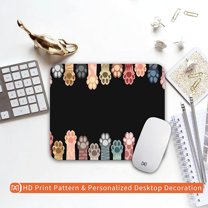 Square Mouse Pad Cute Cat Claw,Personalized Premium-Textured Custom Mouse Mat Design,Washable Mousepad Cloth,Non-Slip Rubber Base Computer Mouse Pads for Wireless Mouse