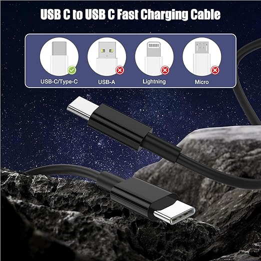 3-Pack Black [3.3FT+6.6FT+10FT] 60W USB C to USB C Cable, Type C Fast Charging Cable for iPhone 16 15 Pro Plus Pro Max，for Galaxy S24 S23, for iPad Pro/Air, for MacBook Pro/Air and More