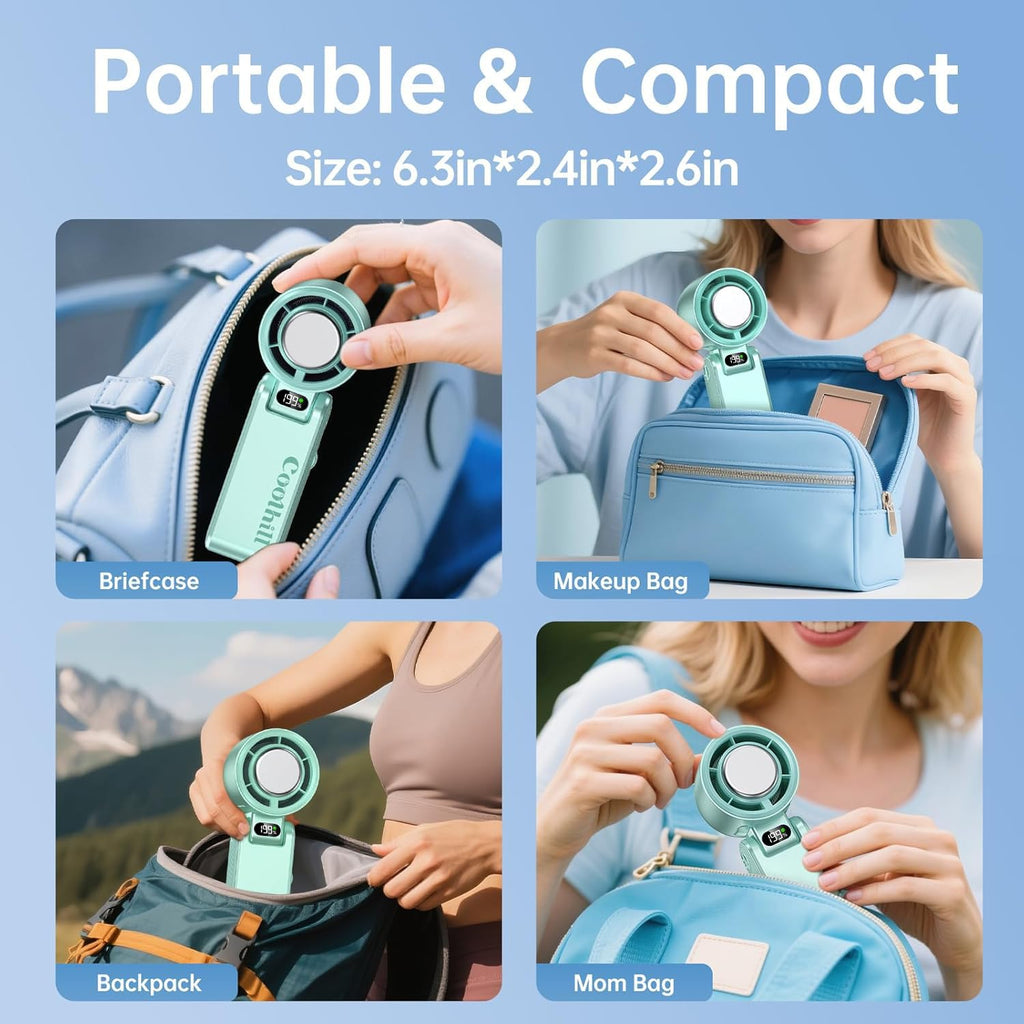 Coolhill Pro Handheld Portable Fan with Ice Cooler 199-Speed 5500mAh