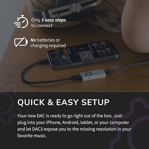 Audioengine DAC3 32-Bit Mobile Headphone Digital to Analog Converter for Hi-Res Music and Audio
