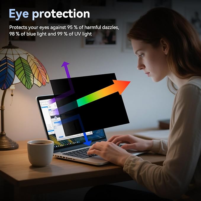 360° Laptop Privacy Screen 15.6 Inch for 16:9 Computer, 15" Monitor 4 Way Privacy Anti Glare Protector Blue Light Filter Shield Film Compatible with Lenovo/Hp/Dell/Acer/Asus/Thinkpad/Envy/Toshiba