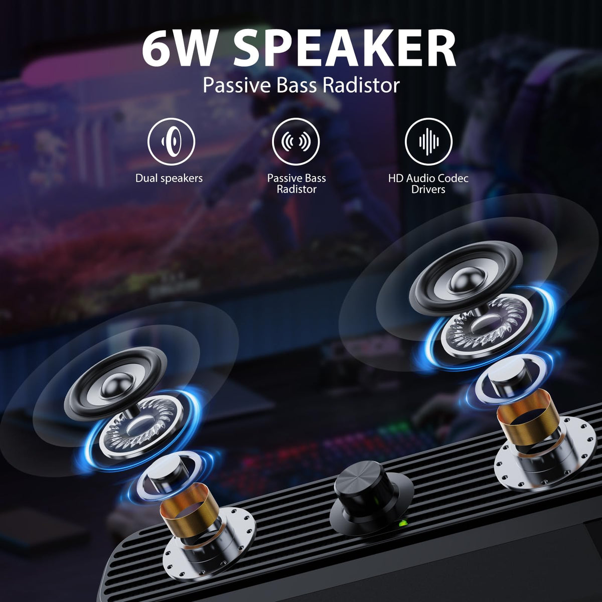 1Mii 3.5mm Computer Speakers for Desktop Laptop Tablet with Volume Control