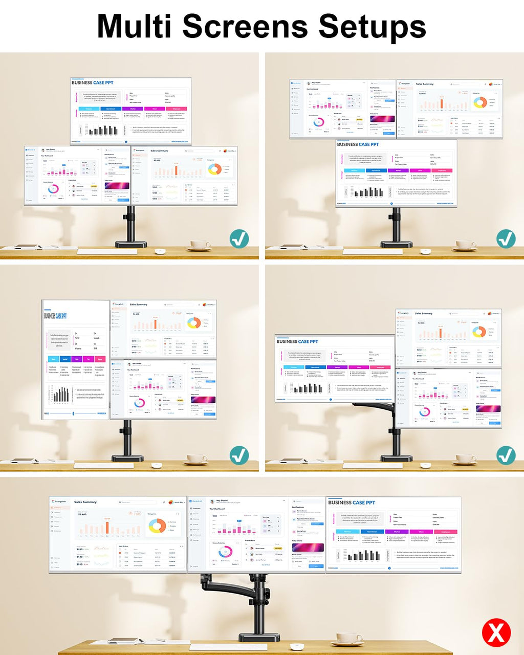 MOUNT PRO Triple Monitor Mount for Max 32" Computer Screen, Adjustable 3 Monitor Desk Mount, up to 19.8lbs Each, Three Display Arm with Tilt Swivel Rotation, VESA Mount 75x75/100x100mm