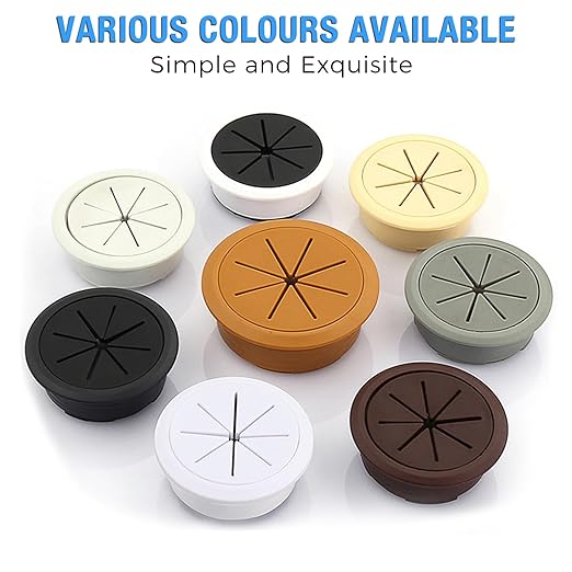 Desk Grommet 2" (50 mm), Desk Hole Cover for Cables White and Black, Cable Grommet ABS Plastic, Desk Hole Grommet for Office and Home Table Cable, Flexible Cable Cord Organizer-4 Pcs