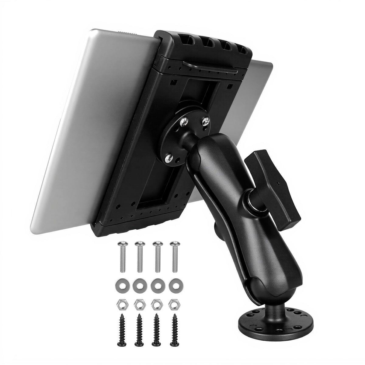 Velpaw Heavy Duty Tablet Mount,1.5" Ball Aluminum Drill Base Tablet Holder, Compatible with 7.5''-13'' Tablets/iPad, Industrial iPad Holder for Wall, Truck, Warehouse,Dashboard,Boat