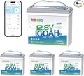 Redodo 12V 100Ah Smart Mini Bluetooth LiFePO4 Battery, Smallest Lithium Battery，Max 1280Wh, 10-Year Lifespan with Up to 15000 Deep Cycles, Upgraded 100A BMS for RV, Marine, Solar, Camping - 4 Pack