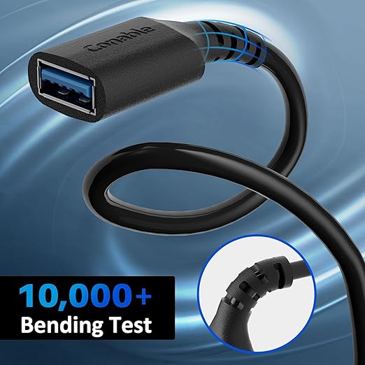 3 Pack USB 3.0 Extension Cable 4 Feet, USB A Male to Female Extender Cord, 5Gbps Data Transfer for Webcam, Printer, Keyboard, Mouse, Flash Drive, Hard Drive, Controller, Black Cable with 5 Cable Ties