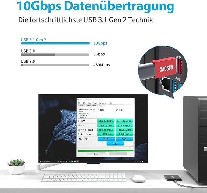 XAOSUN [10Gbps] USB C Female to USB Male Adapter (2-Pack), 3.1 USB A to C Adapter, One-Sided SuperSpeed Data Sync & 100W Fast Charging for iPhone 17/16 Plus Pro Max, Laptop, Charger, Quest Link, etc.