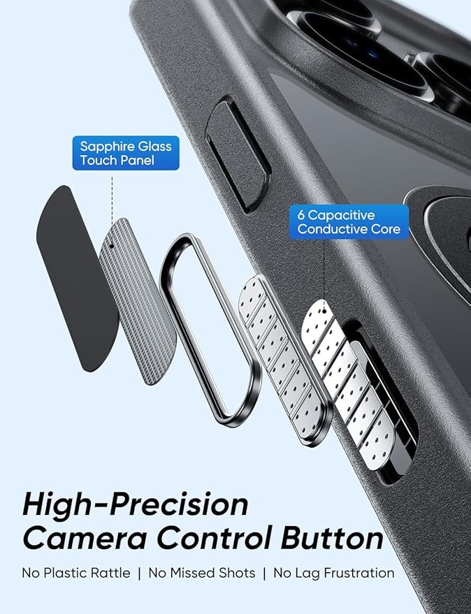 MAGIC JOHN 360° Rotatable Magnetic Invisible Stand for iPhone 16 Pro Max Case [Camera Control Button] [Compatible with MagSafe] 16FT Shockproof for iPhone 16 Pro Max Case with Kickstand, Black