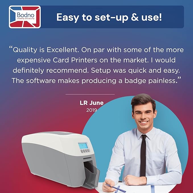 Bodno Magicard 600 Single Sided ID Card Printer & Complete Supplies Package ID Software - Gold Edition