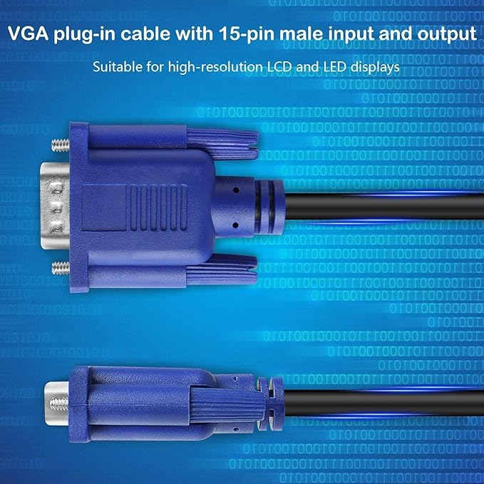 PASOW VGA to VGA Monitor Cable HD15 Male to Male for TV Computer Projector (10 Feet)