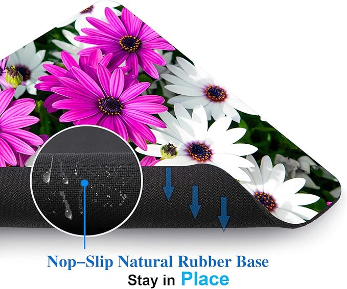 Purple and White Flowers Mouse Pads for Desk, Portable Wireless Computer Mouse pad Small Design with Women, Non-Slip Rubber Base Laptop Mousepad 9.5" x 7.9" Smooth Surface for Office & Travel