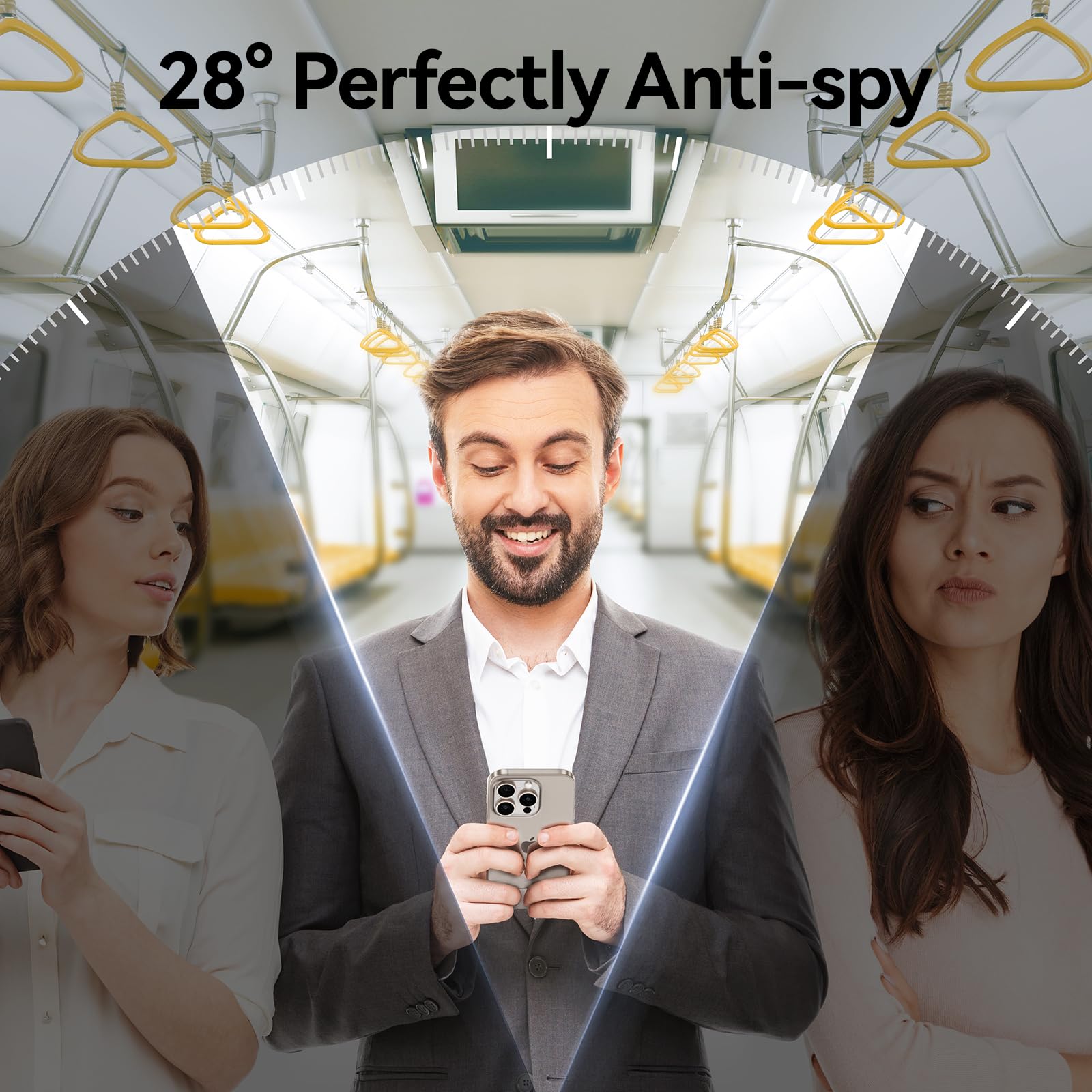 SMARTDEVIL Privacy Screen Protector for iPhone 15 Pro 2 Pack Private Tempered Glass + 2 Pack Camera Lens Protector,28°Anti Spy, Bubble Free, Auto-Dust Removal