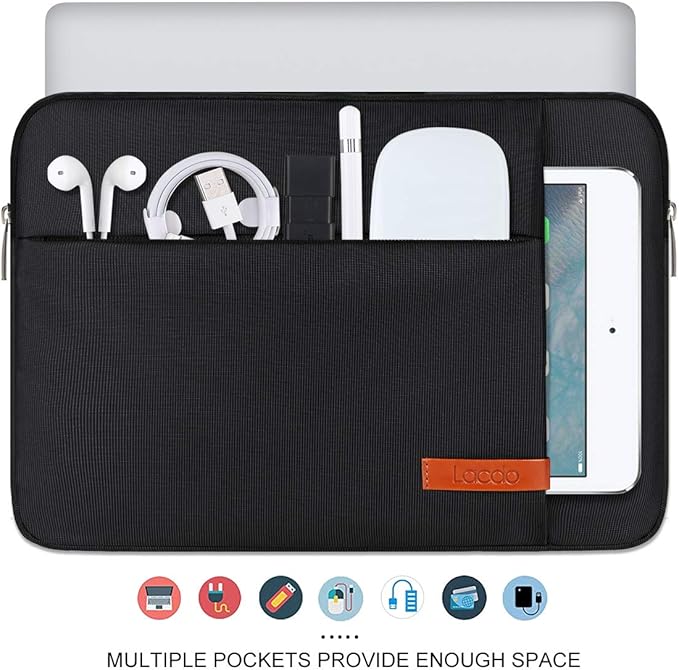 Lacdo 13 inch Laptop Sleeve Case for 13 inch New MacBook Air M4 A3240 2025, M3 A3113, M2 A2681, M1 A2337 | 13" MacBook Pro M2/M1 A2338 A2251 A2289 | 13" iPad Air M3/iPad Pro M4 Computer Bag, Black