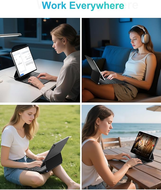 Keyboard Case for iPad Pro 11 Inch (M4) 2024, Ultra-Slim Magic Keyboard with Multi-Touch Trackpad, 7 Colors Backlight, Floating Cantilever Stand, BluetoothKeyboard for iPad Pro 11 M4, Black