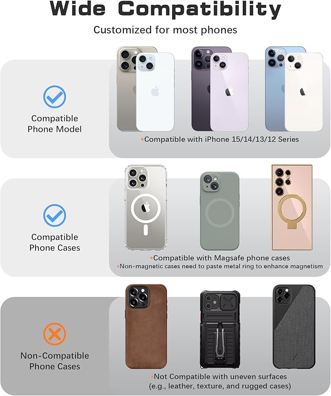 Magnetic Phone Grip, Removable Loop Grip with Soft Finger Strap, Silicone Phone Ring Holder for Back of Phone for iPhone 16/15/14/13/12 Pro Max/Plus, Stone