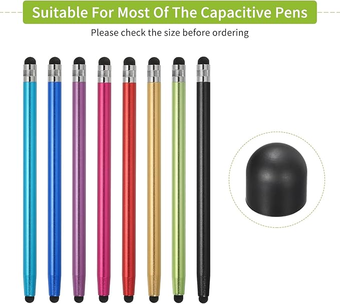 MECCANIXITY 20Pcs Replacement Stylus Pen Tips 10mm Conductive Capacitive Touch Screen Pens Tips Silicone Rubber, Black