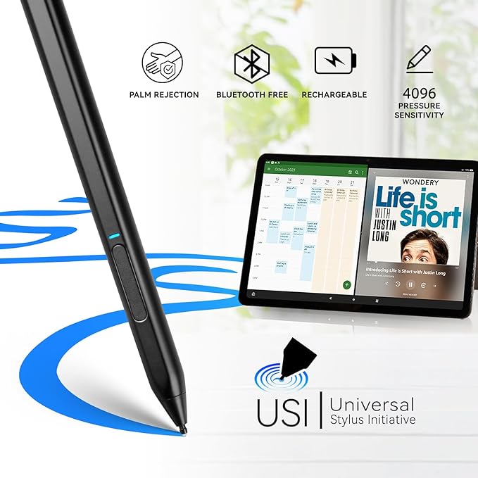 Fire Max 11 Stylus Pen,USI 2.0 Certified Stylus Pencil for Amazon Fire Max 11 Tablet & Amazon Fire HD 10 (13th Gen, 2023 Release),Palm Rejetion 4096 Pressure and Rechargeable Amazon Pen