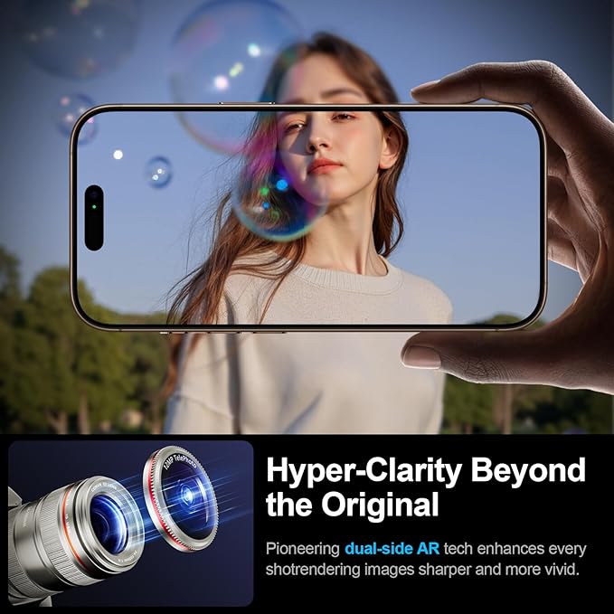 X-it 2 Pack Camera Lens Protector, Shatterproof Anti-Scratch Ultra HD Camera Protector, Anti-Glare Tempered Glass Lens Protector for iPhone 15 Pro Max/15Pro/14 Pro Max/14Pro, Case Friendly,TitaniumRed