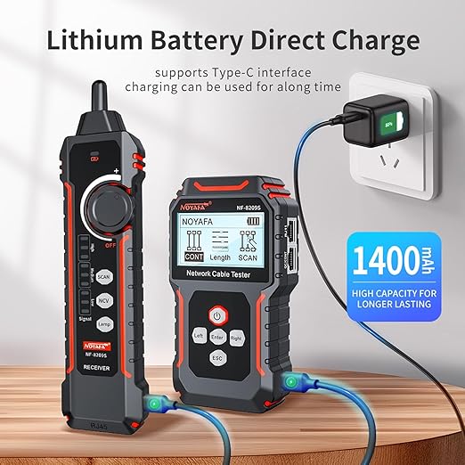 NOYAFA NF-8209S Network Cable Tester, Ethernet Cable Tester with PoE,NCV,Cable Length Test,Port Flashing,Multi-Function Trouble-Free Line Scan Mode,CAT5,CAT6 Line Tracer,LAN Network Cable Tracer Kit