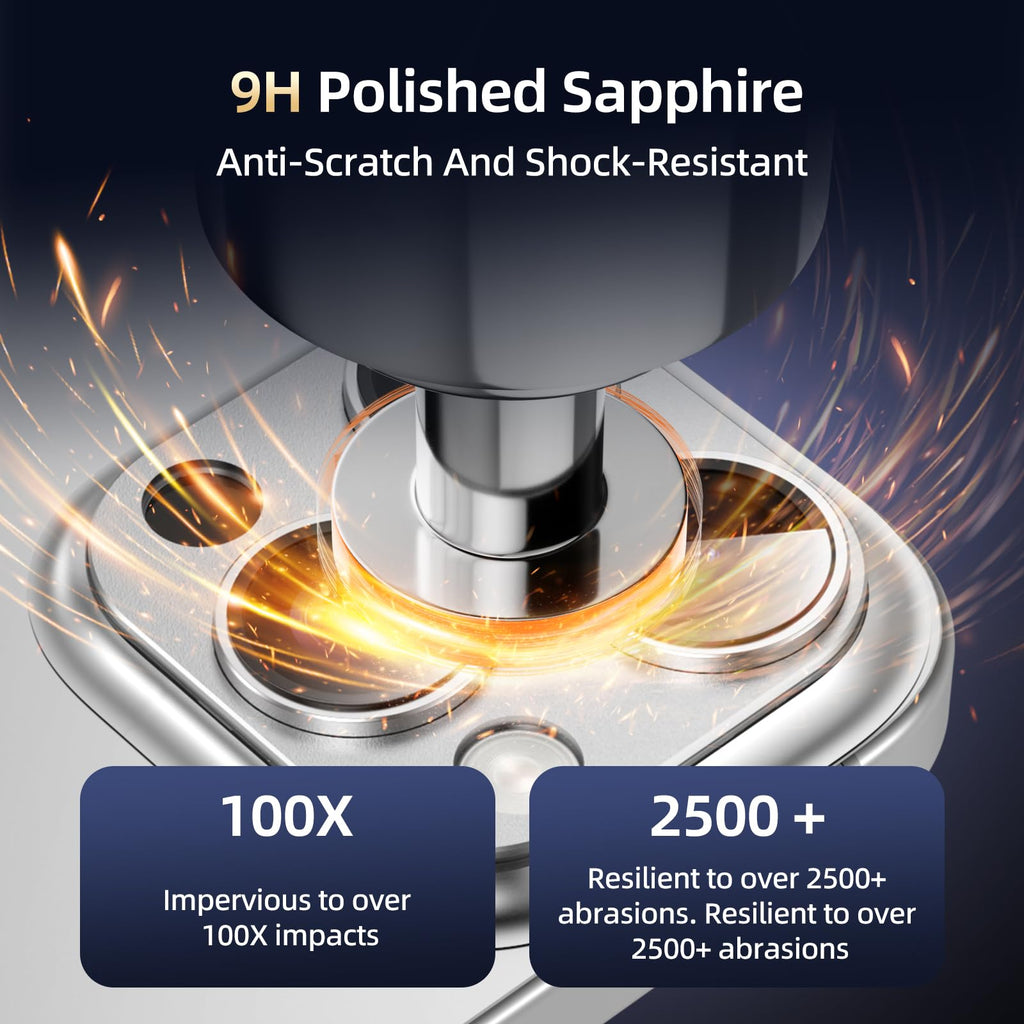 HelloDeere 9H High-alumina Tempered Glass Camera Lens Protector for iPhone 14 Pro Max/14 Pro Lens, Military-Grade Shatterproof with Strong Adsorption, Full Coverage Case-Friendly Cover (Silver, iPhone 14 Pro/14 Pro Max)