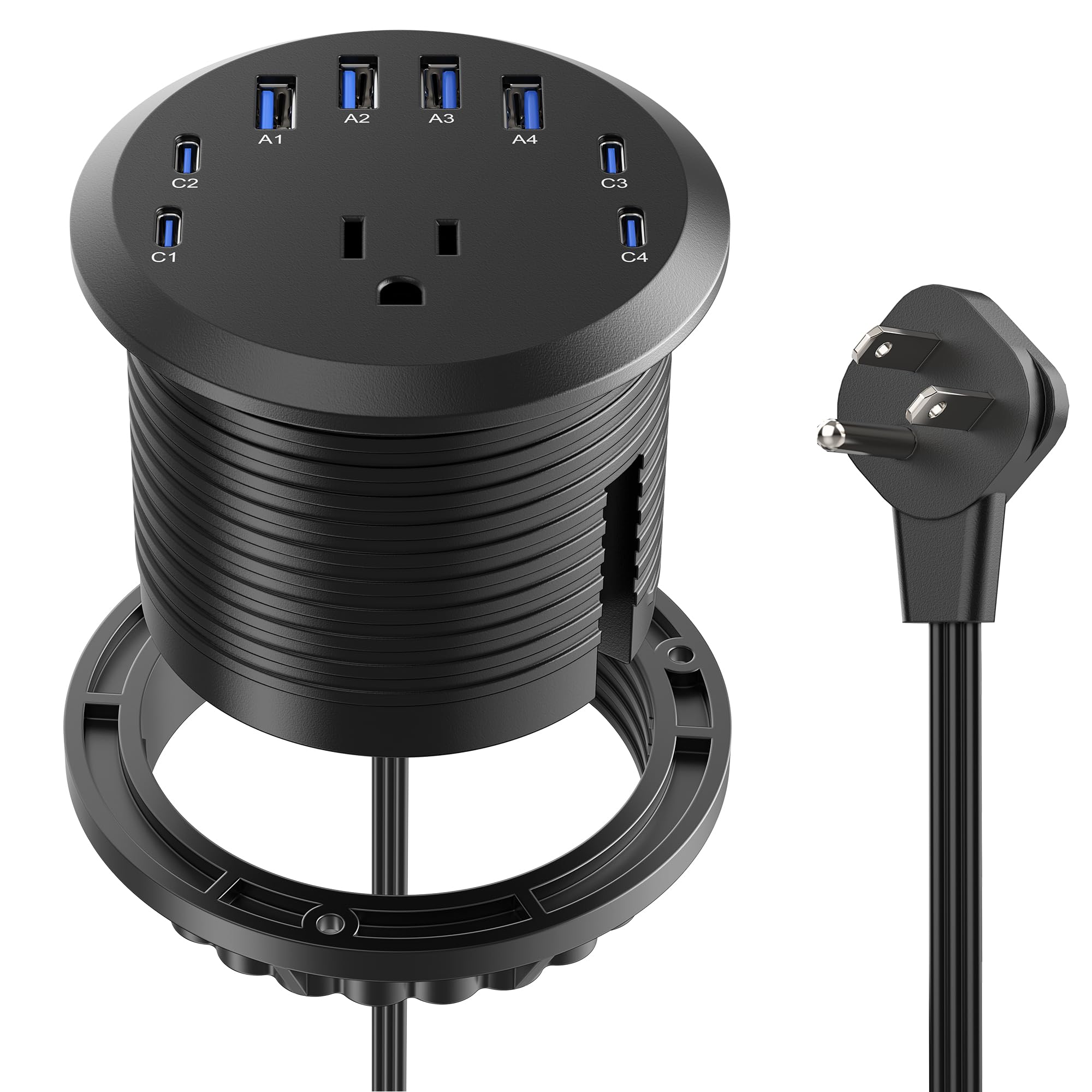 3 inch Desk Power Grommet USB C 65W,Ultra-Flat Plug Power Strip