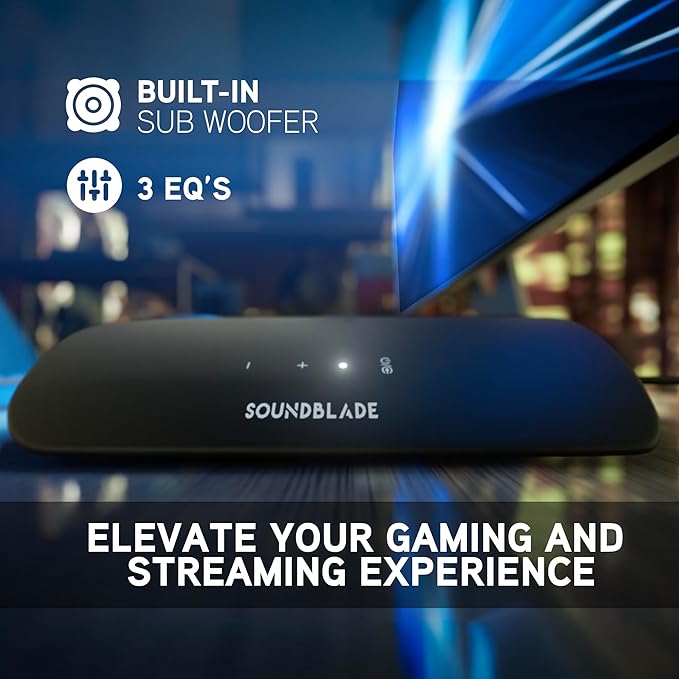 BlueAnt Soundblade Under Monitor Soundbar, Powerful 120 watt, 2.1 Channel USB-C, Bluetooth 5.3 Desktop Speaker for PC, Mac for Streaming Content, Music and Gaming. (Pink)