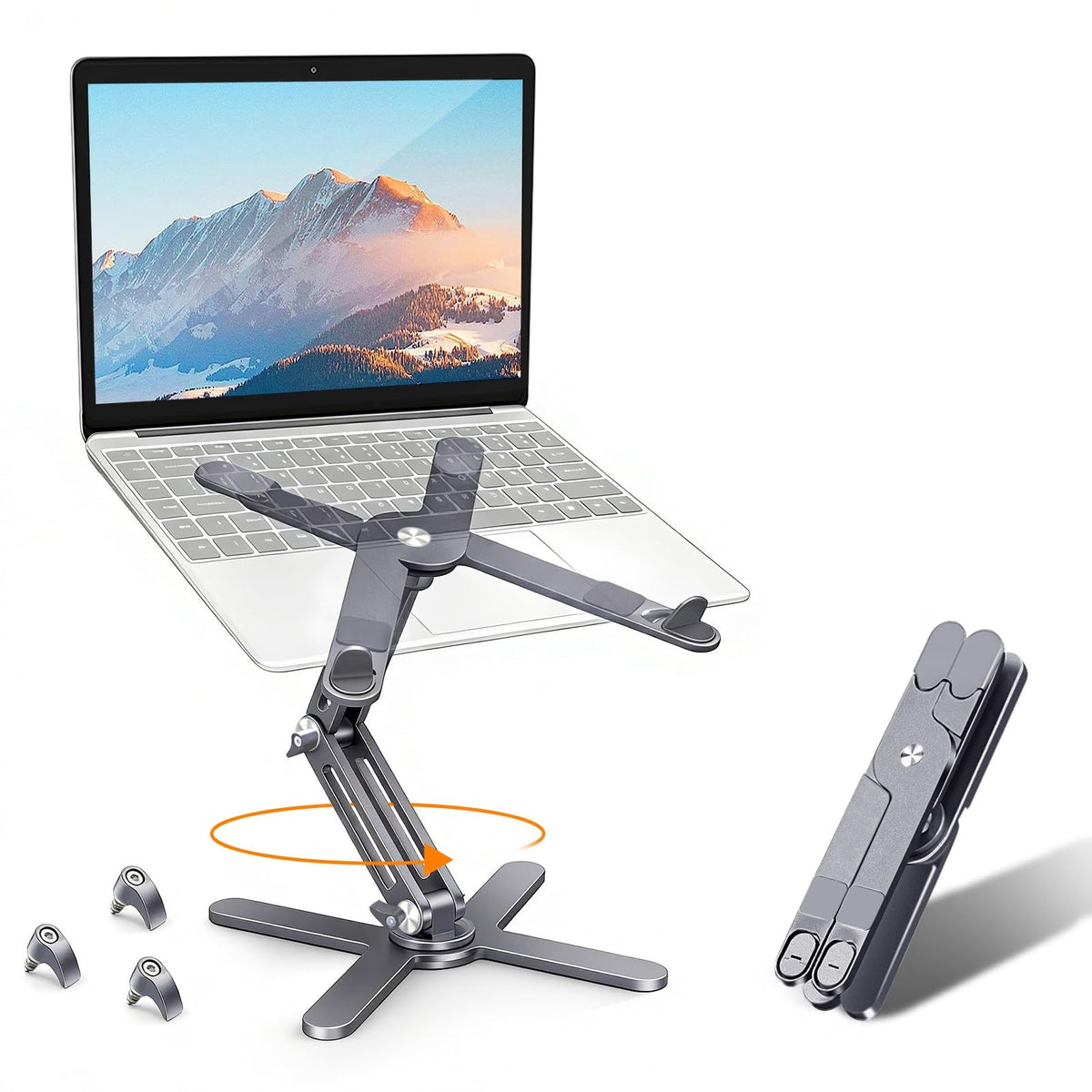 MOALLIA N86 360 Rotating Laptop Stand for Desk with Locking Knobs, Silver