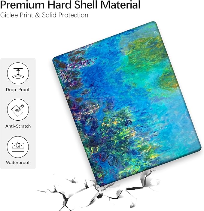 Compatible with MacBook Pro 13 inch Art Case Skin, 2022, 2021, 2020-2018 Release A1708 Plastic Watercolor Hard Shell with Keyboard Cover & Screen Protector (Wisteria by Claude Monet)