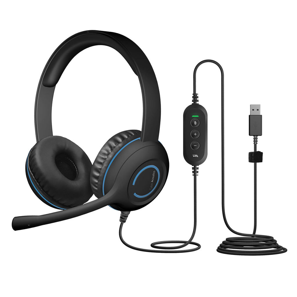 Cyber Acoustics AC-5008 USB-A Headset with in-Line Volume Control, 10 Pack