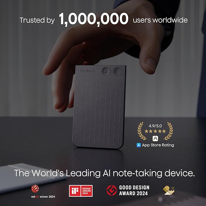 Plaud Note AI Voice Recorder, AI Note Taking Device, Transcribe & Summarize, Support 112 Languages, 64GB Navy Blue Digital Audio Recorder for Lectures, Meetings, Calls, with Magnetic Dark Blue Case