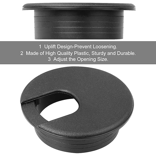 HNBun 20Pack 2 in Desk Grommets, Black Cable Hole Covers