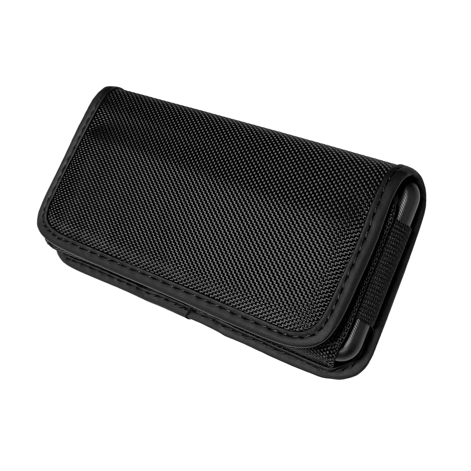 CELZEN Nylon Cell Phone Holster for Samsung Galaxy A23/A25/A26/S22/S23/S24/S25 Cricket Outlast 5g, icon 5,icon 6, Horizontal Case Canvas Waist Carrying Pouch with Belt Clip/Loops, Black