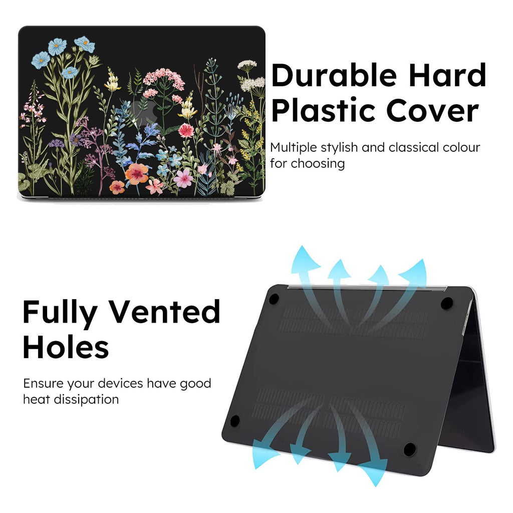 iCasso for MacBook Air 13 inch Case 2025 2024-2022 Release M4 A3240 M3 A3113 A2681 M2 with Liquid Retina Display, Hard Plastic Shell for Mac Air 13.6, TPU Keyboard Cover&Screen Protector, Weeds