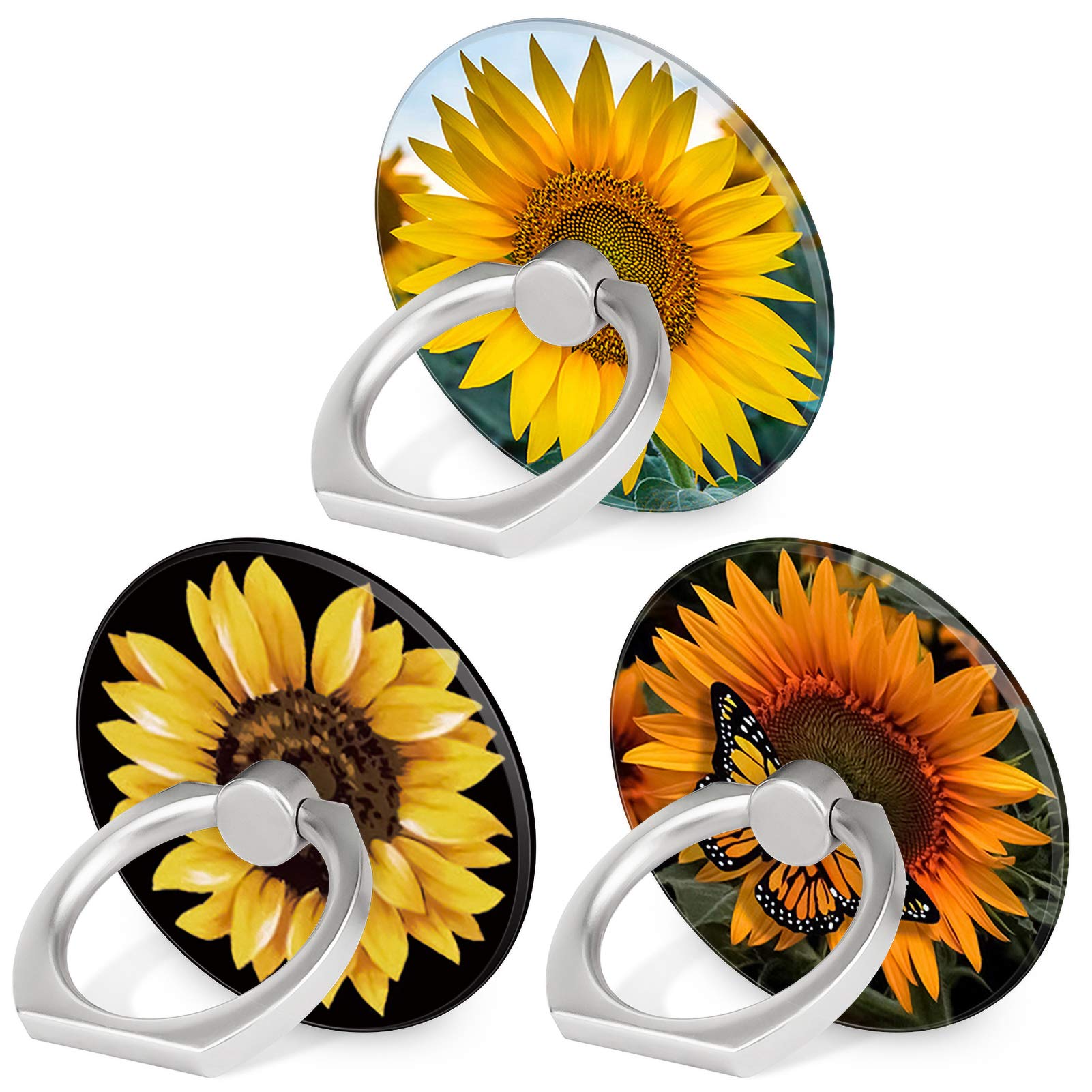 Bonoma Cell Phone Ring Holder Stand,3 -Pack 360 Rotation Sunflowers