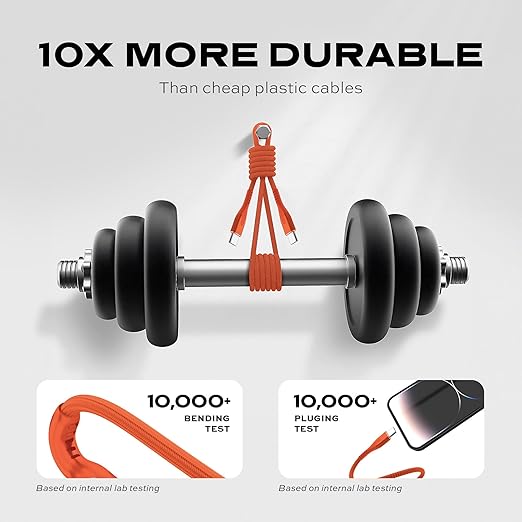 Statik MagStack Pro USB C to USB C Cable, Magnetic Type C Charger Fast Charging Cord, On The Go Magnetic Charging Cable for Car, Compatible with 16 Pro Max, 15, Galaxy S21 S20 Ultra, Orange 100W 3FT