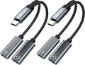 USB C Splitter,1 in 2 Out Dual USB C Type Headphone and Charger Audio Adapter,Hi-Fi Sound Quality Type C Headphone Adapter and Charging Dongle Cable Compatible with Phone 16/15 Pro Max(USB-USB,2Pack)