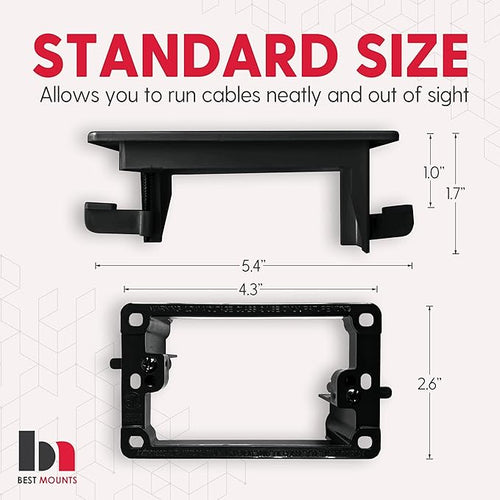 2 Pack Wall Plate Cable Pass Through with Bracket - Screwless In Wall Cable Management Kit - Snap ON Wall Plate with Single Gang Low Voltage Mounting Bracket - Decorator Cover for Low Voltage Cables