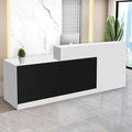 Reception Desk with Counter Modern Checkout Counter with Lockable Drawer Keyboard Tray Receptionist Desk for Office Salon Reception Table E Left 59inch/150cm