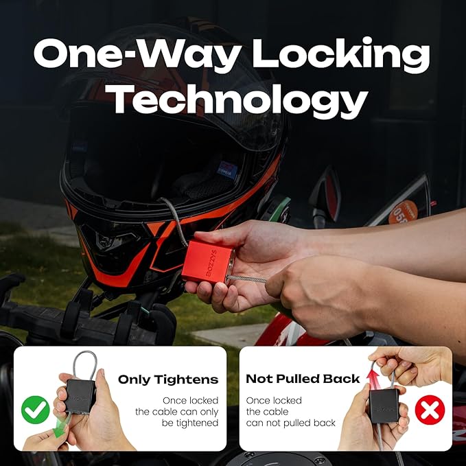 Cable Lock with 3 Keys | L 6.56ft(2m),D 1/6in(4mm) Adjustable Steel Cable Padlock | Aluminum Locks for Bikes, Gate, Lockers & Outdoor Gear | Weatherproof & Red
