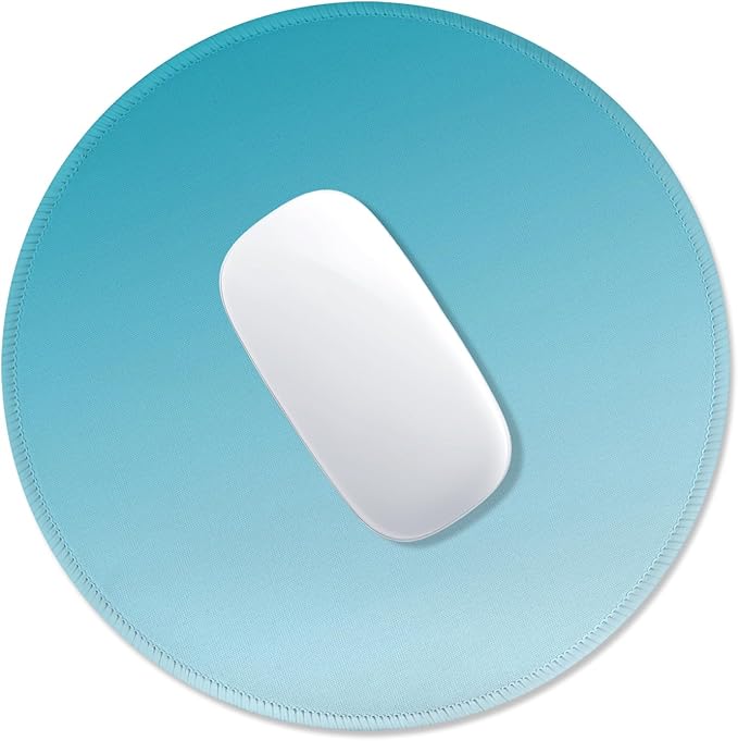 ITNRSIIET Mouse Pad Non-Slip Rubber Base Smooth Surface Stitched Edges Waterproof Durable Compatible with All Mice for Office & Gaming, Desk Accessory, Diameter 8.7 inch, Aqua Gradient