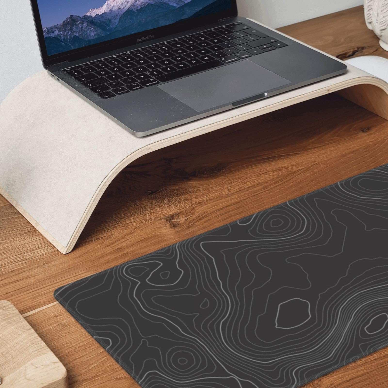 Topographic Contour Extended Big Mouse Pad Large,Gaming Mouse Pad Desk Pad,31.5×11.8 Inch Long Computer Keyboard Mouse Mat Mousepad with 3mm Non-Slip Base and Stitched Edge for Gaming and Office