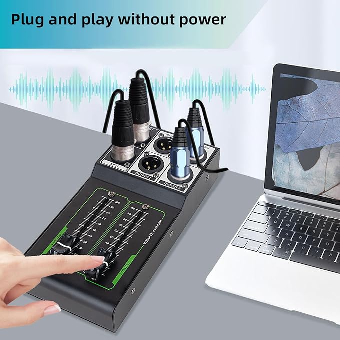 Passive Stereo Monitor Volume Controller, with Extended 70MM Fader Audio Volume Controller for Precise Level Adjustments