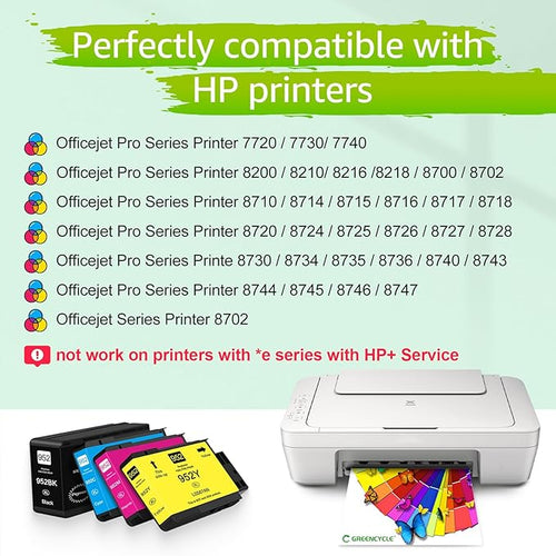952XL Ink Cartridges Combo Pack 5PK, Compatible for HP 952XL Printer Ink