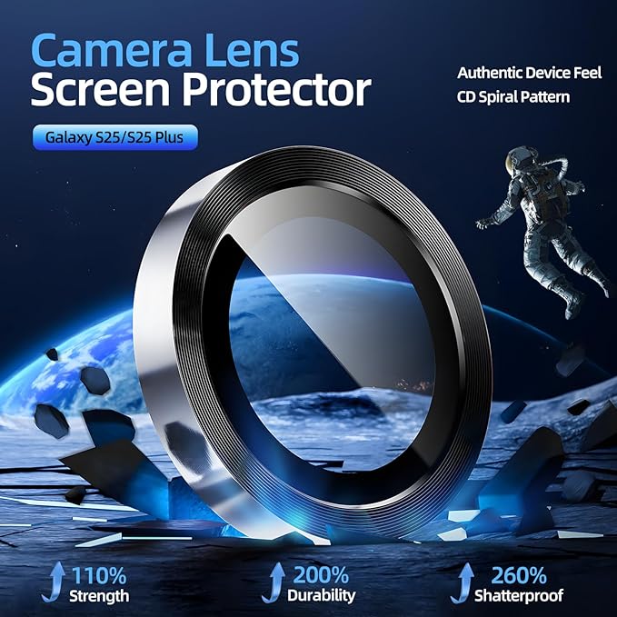 X-it Camera Lens Protector for Samsung S25 Plus, 9H Tempered Glass, Independent Metal Aluminum Edge Original Protection Design, Suitable for Phone Case, Anti-scratch, Anti-reflective,Blue