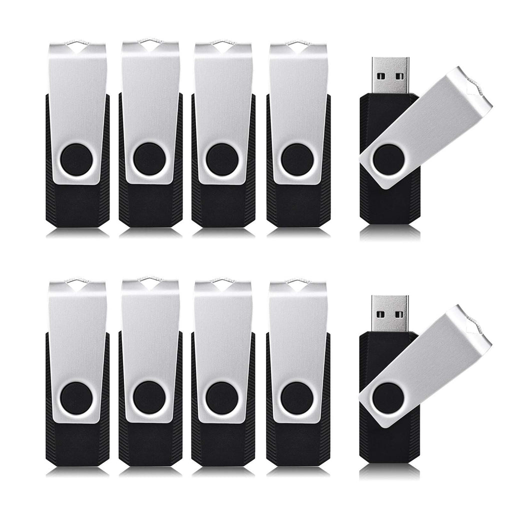 Aiibe 16 GB Flash Drive 10 Pack Bulk 16GB USB Flash Drives 2.0 USB Stick Thumb Drive USB Drive Pack, Black