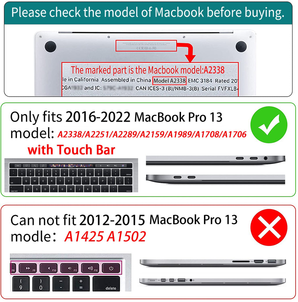 Teryeefi Compatible with MacBook Pro 13 inch Case 2020 2021 2022 2016-2019 Model M1 & M2 A2338 A2251 A2289, Hard Shell Keyboard Cover for Touch Bar, Tropical Leaf, Leaves