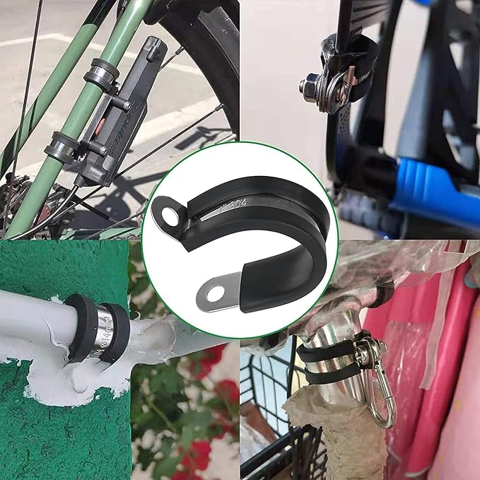 40PCS Cable Clamps 2 Inch 304 Stainless Steel Cable Clamps Rubber Coated Cushioned Insulated Cable Clamp,Automotive Wire Clamps,Pipe Clamps,Metal Clamp for Tube,Wire Cord Installation(51mm)
