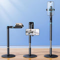 Angle Height Adjustable Phone Holder for Desk [10"-25"] - Retractable Cell Phone Holder for Video Recording Cooking Excising Working Reading -Aluminum Universal iPhone 16 15 14 13 Stand