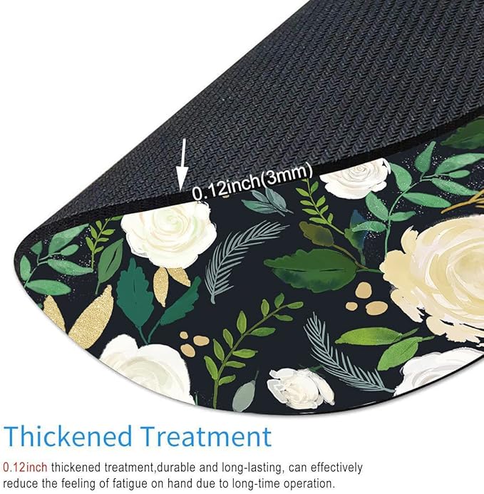 Round Mouse Pad, Floral Mouse Pad, Washable Mousepads with Lycra Cloth, Non-Slip Rubber Base Small Wireless Mouse Pads for Office Laptop, Flowers